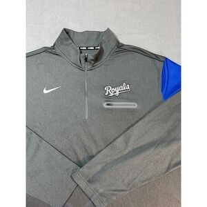 Nike Kansas City Royals Gray Royal Blue Quarter Zip Pullover Men's